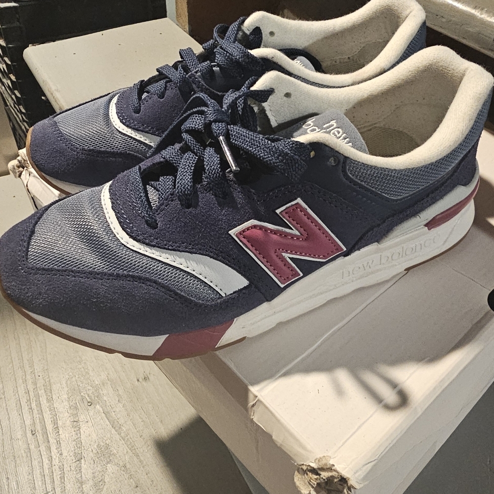 White and Blue Sneakers. Worn These 3x For Work. Excellent Condition.
